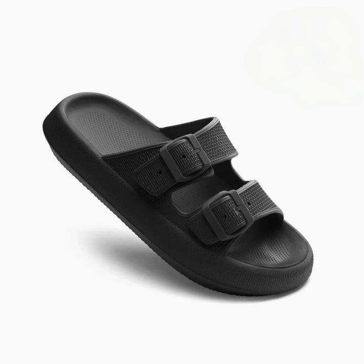Briallen | Double Strap Slide Sandals with Buckle Detail