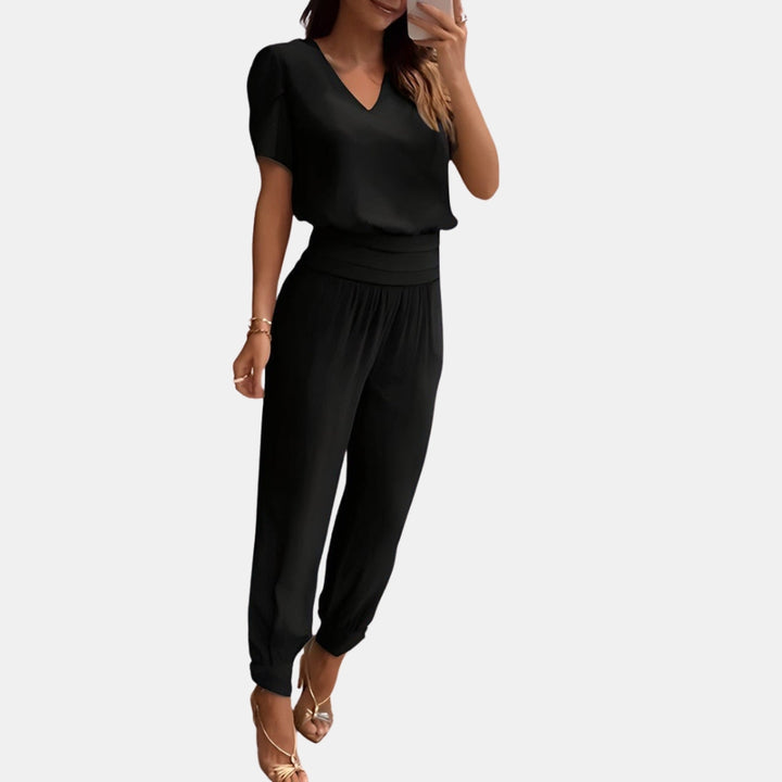 Bridget | Two Piece Set with Puff Sleeve Top and Printed Pants