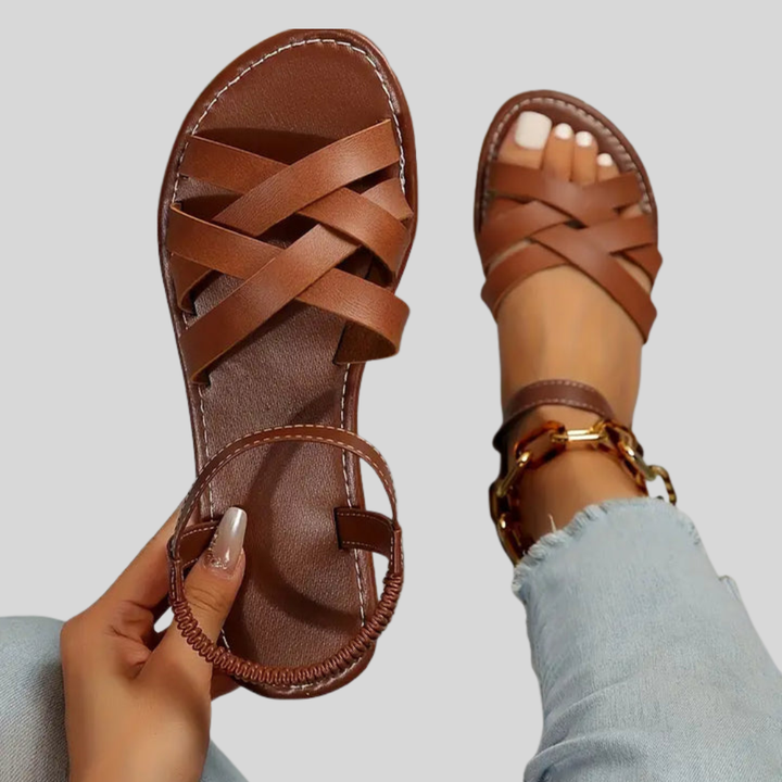 Brielle | Flat Sandals with Crisscross Straps