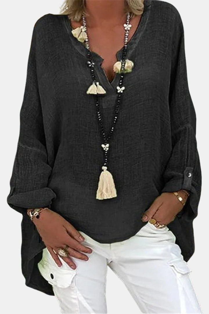 Brinelle | Relaxed Tunic Blouse with Split Neck