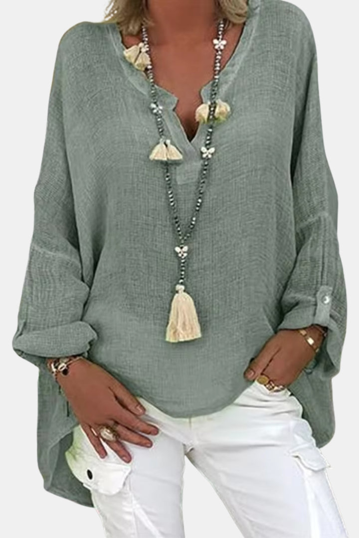 Brinelle | Relaxed Tunic Blouse with Split Neck