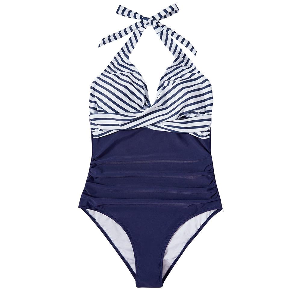 Brittany | Halter One Piece Swimsuit with Printed Bottom