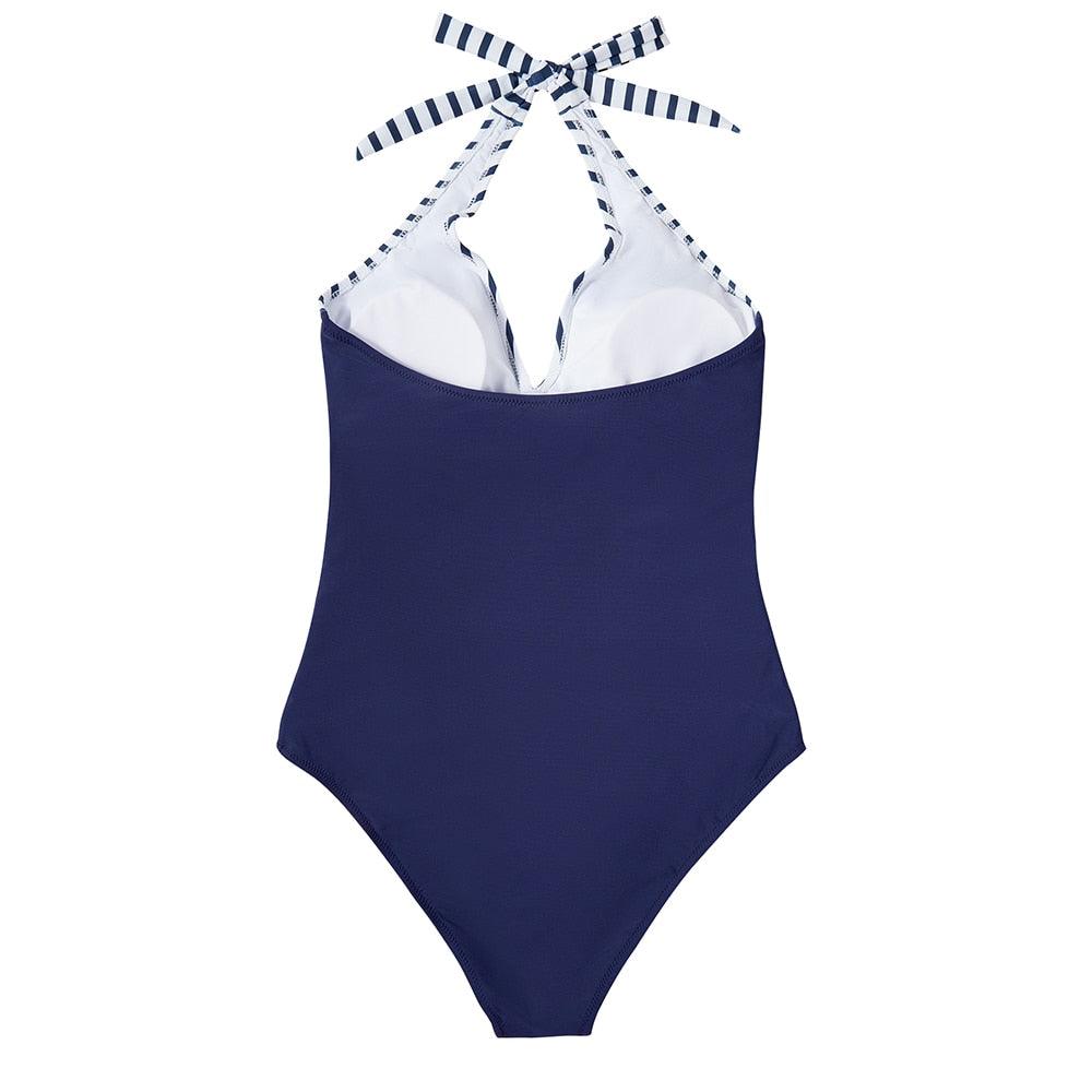 Brittany | Halter One Piece Swimsuit with Printed Bottom