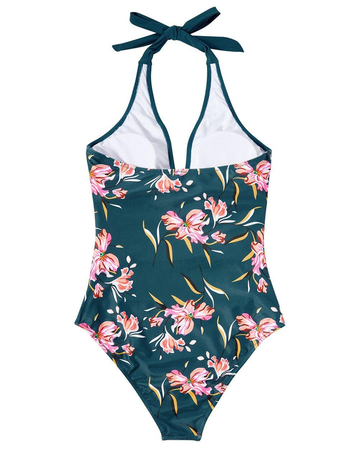 Brittany | Halter One Piece Swimsuit with Printed Bottom