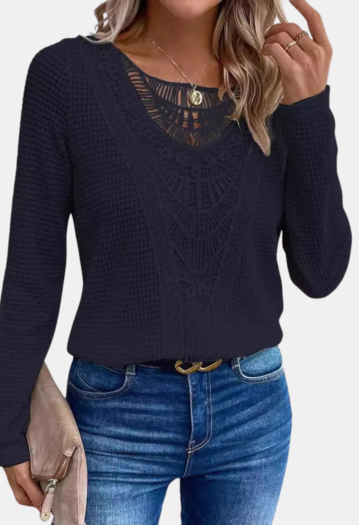 Brylee | Boho Knit Sweater with Lace Detail