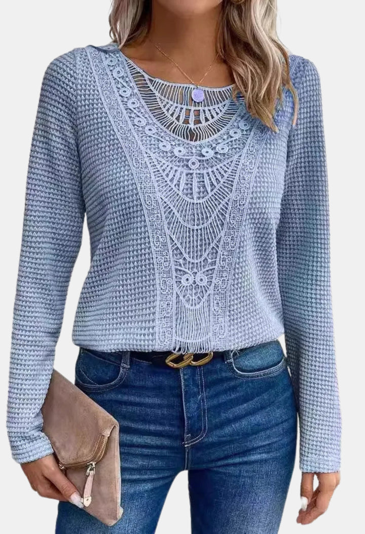 Brylee | Boho Knit Sweater with Lace Detail