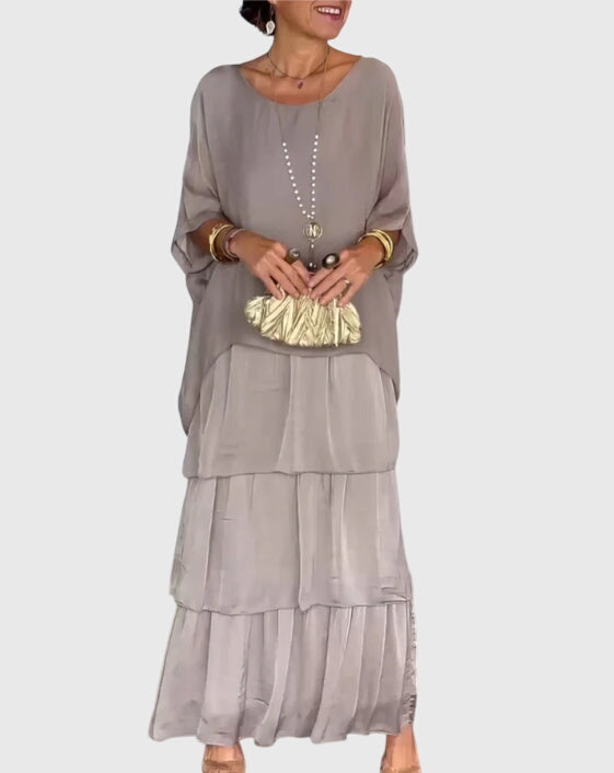 Brynleigh | Tiered Maxi Dress with Flowing Overlay