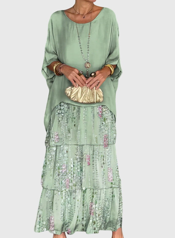 Brynleigh | Tiered Maxi Dress with Flowing Overlay