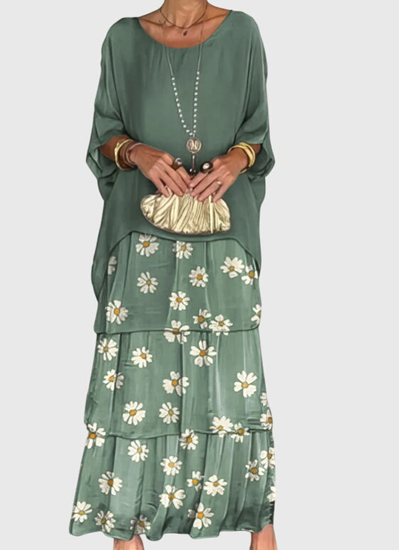 Brynleigh | Tiered Maxi Dress with Flowing Overlay