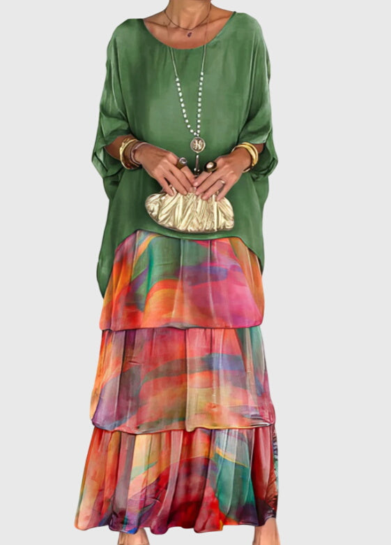 Brynleigh | Tiered Maxi Dress with Flowing Overlay