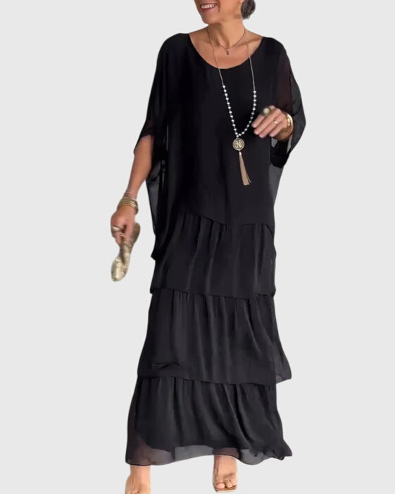 Brynleigh | Tiered Maxi Dress with Flowing Overlay