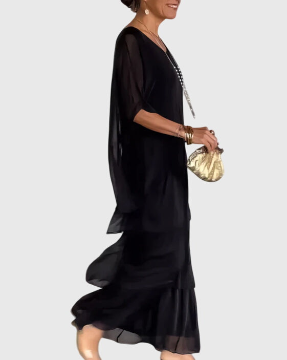 Brynleigh | Tiered Maxi Dress with Flowing Overlay