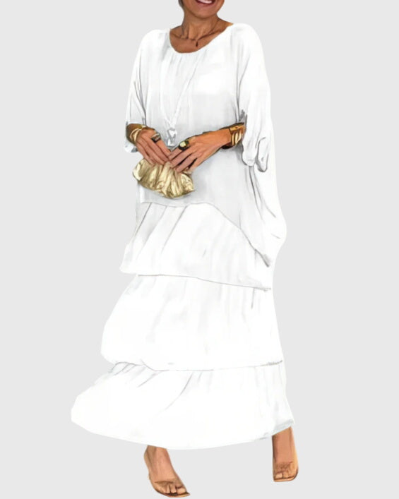 Brynleigh | Tiered Maxi Dress with Flowing Overlay
