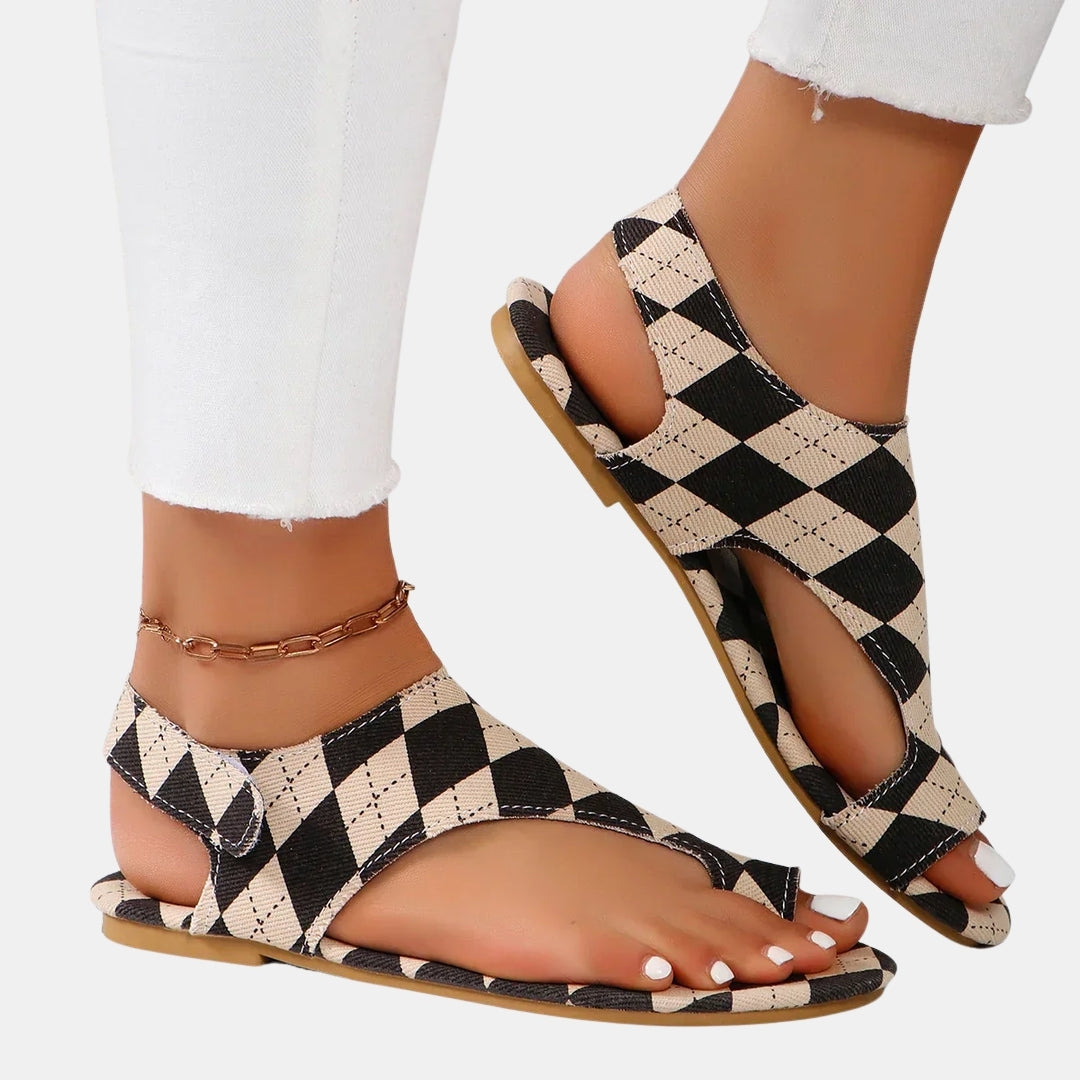 Bryony | Thong Sandals with Plaid Upper