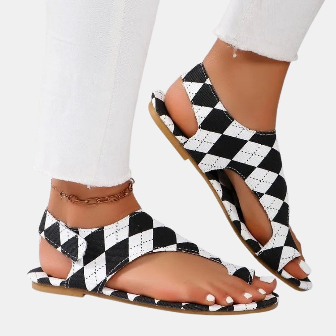 Bryony | Thong Sandals with Plaid Upper