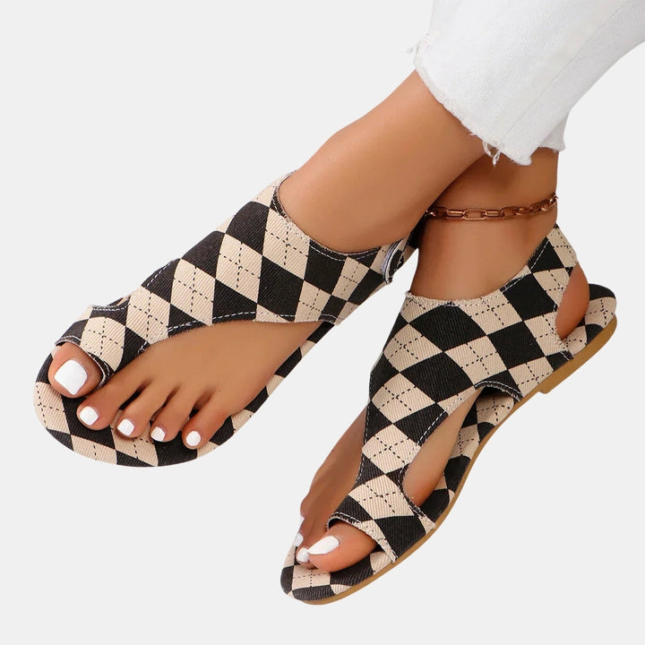 Bryony | Thong Sandals with Plaid Upper