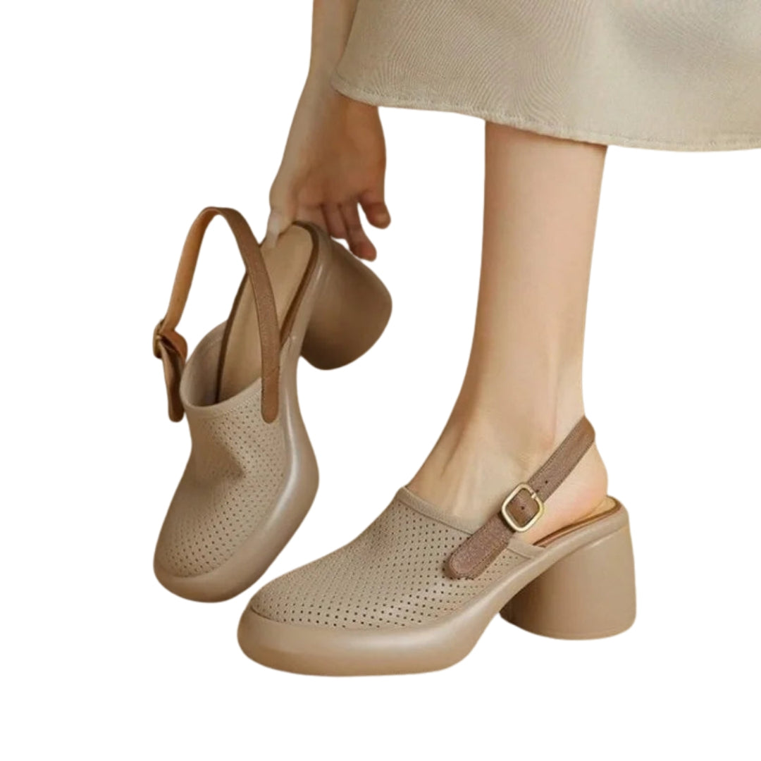 Bushira | Mary Jane Heels with Perforated Upper
