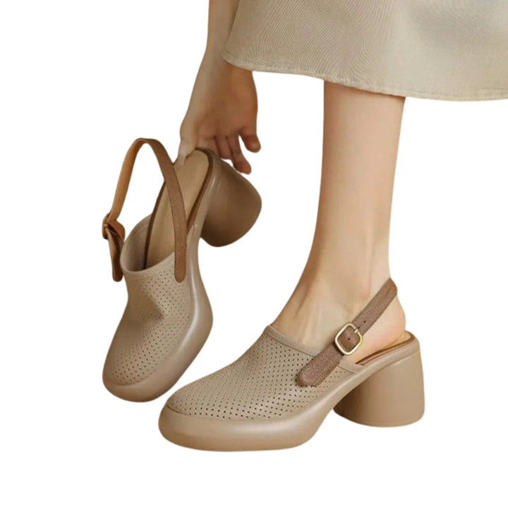 Bushira | Mary Jane Heels with Perforated Upper