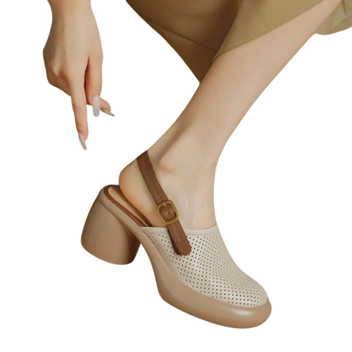 Bushira | Mary Jane Heels with Perforated Upper