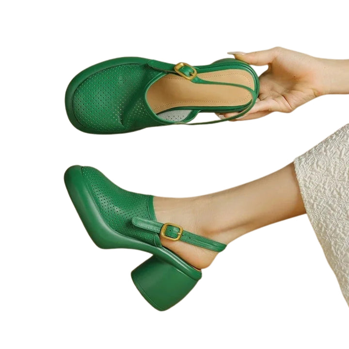 Bushira | Mary Jane Heels with Perforated Upper