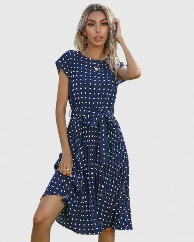 Calythera | Classic Polka Dot Midi Dress with Tie Waist