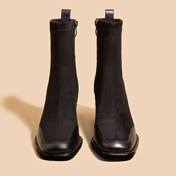 Camila | Block Heel Ankle Boots with Side Zipper