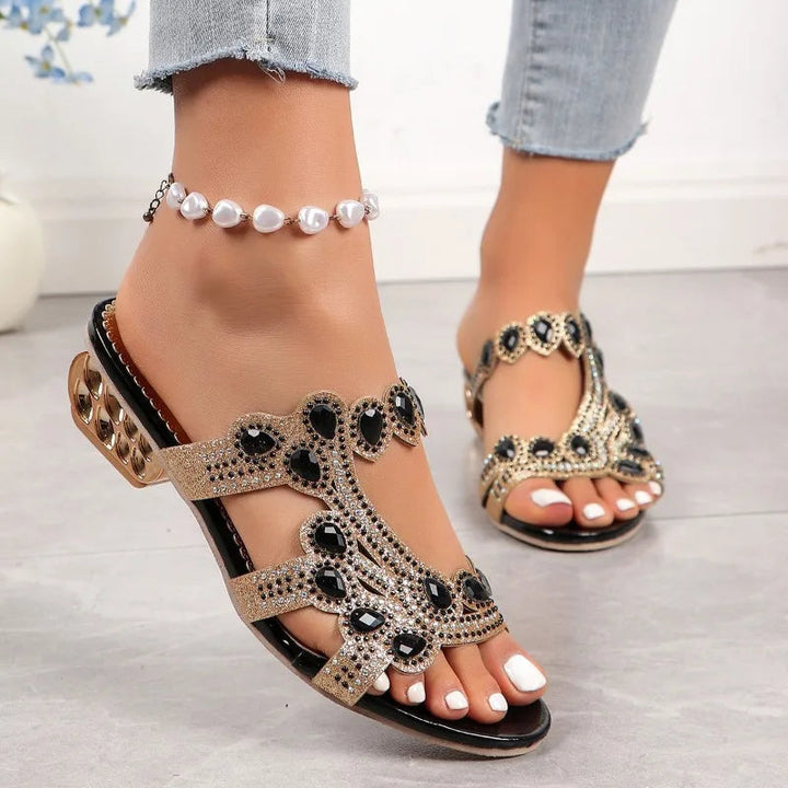Camila | Embellished Sandals With Cutout Strap Design