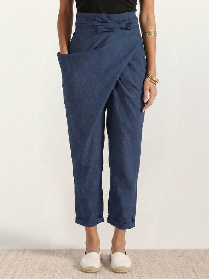 Camille | Wrap Front Pants With Tie Waist