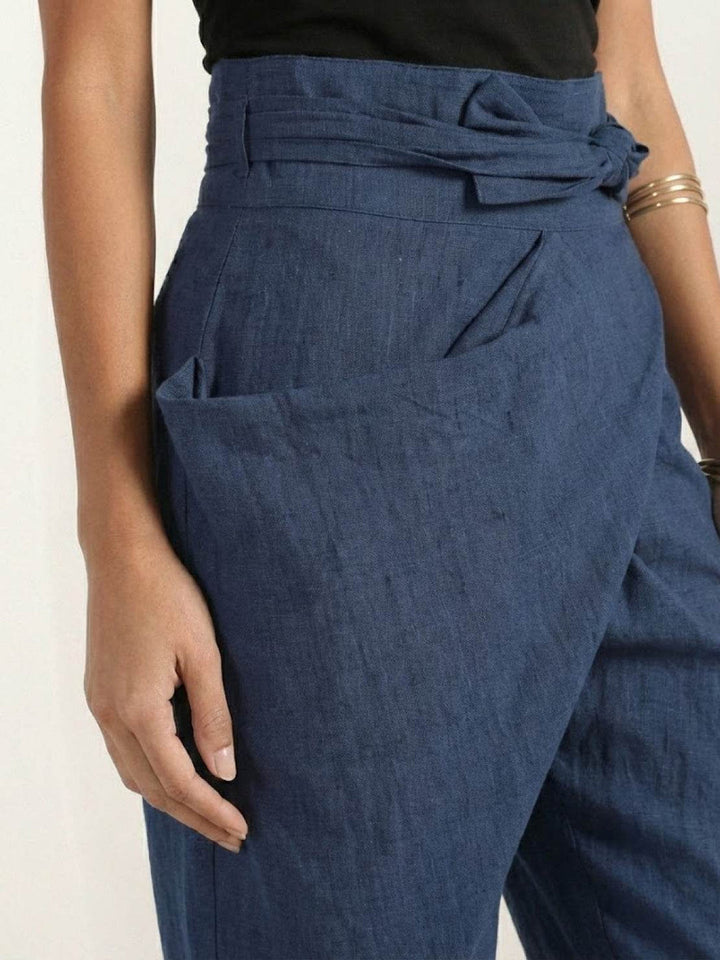 Camille | Wrap Front Pants With Tie Waist
