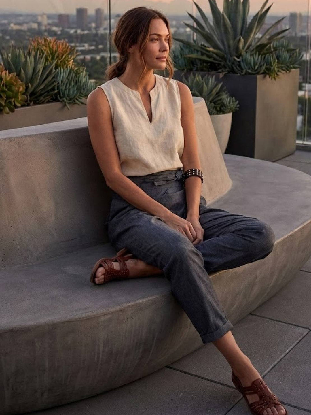 Camille | Wrap Front Pants With Tie Waist