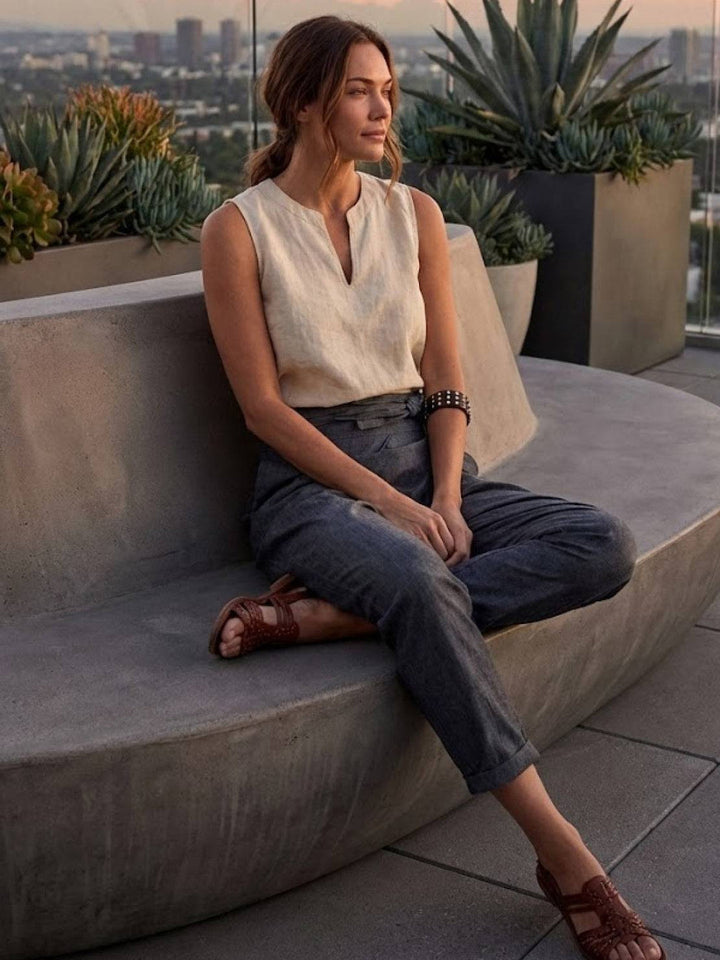 Camille | Wrap Front Pants With Tie Waist