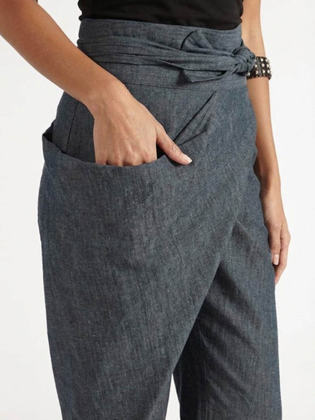 Camille | Wrap Front Pants With Tie Waist