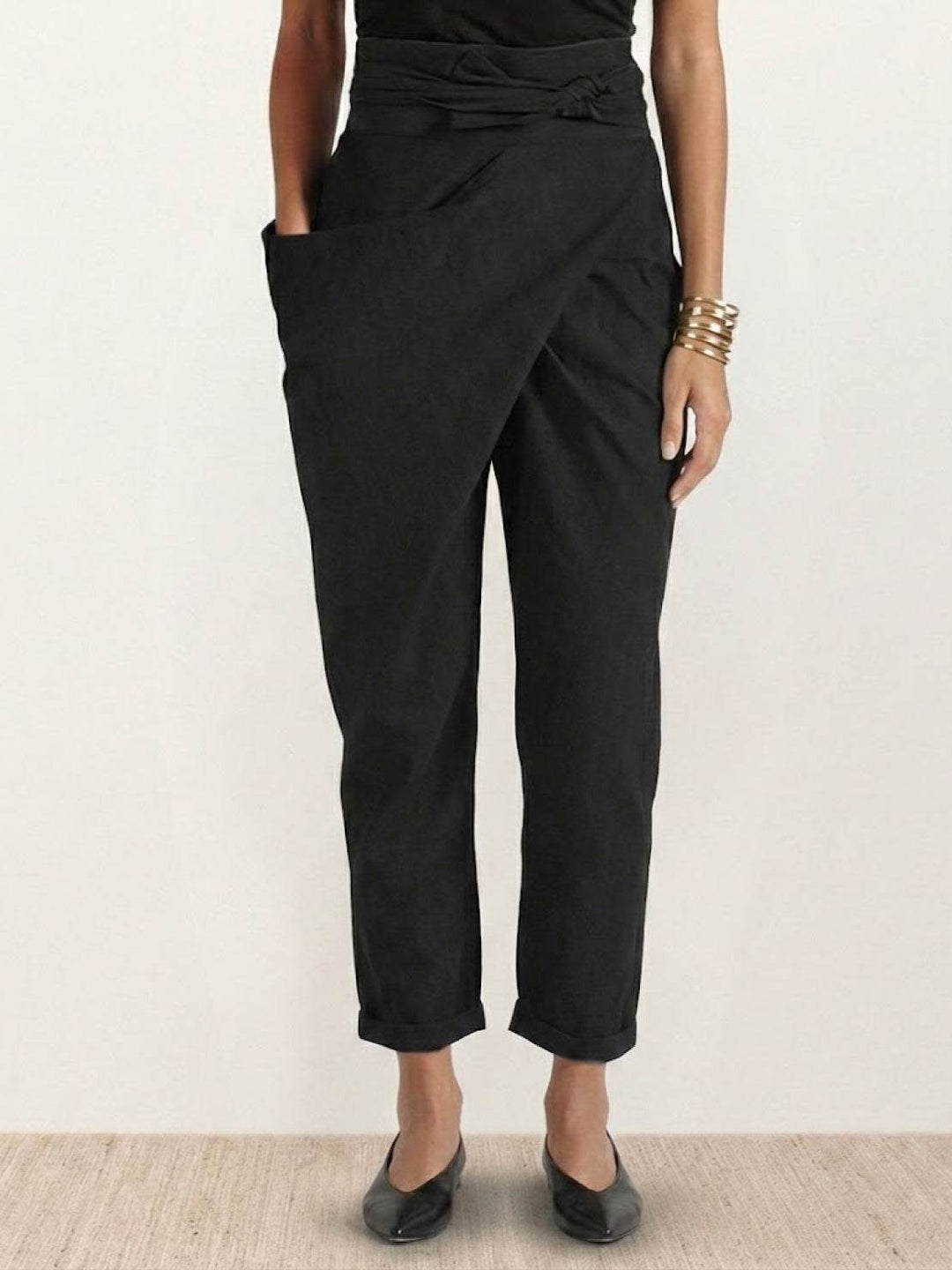 Camille | Wrap Front Pants With Tie Waist