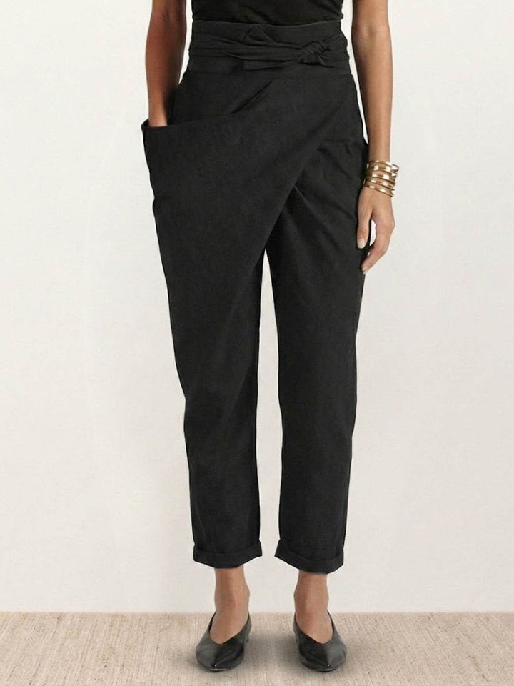 Camille | Wrap Front Pants With Tie Waist