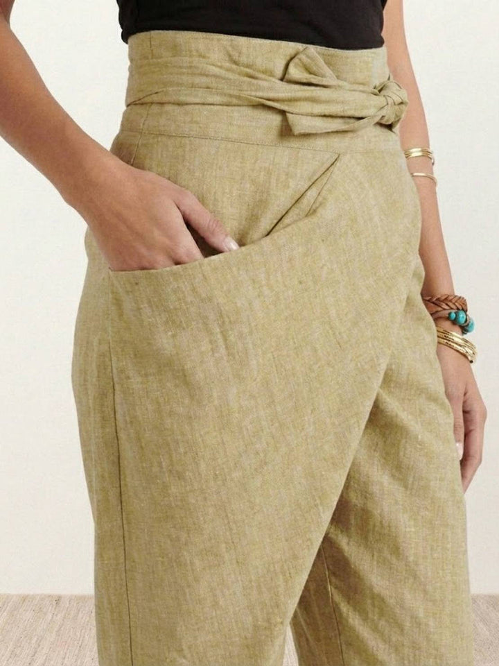 Camille | Wrap Front Pants With Tie Waist