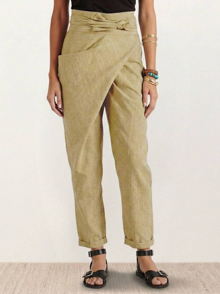 Camille | Wrap Front Pants With Tie Waist