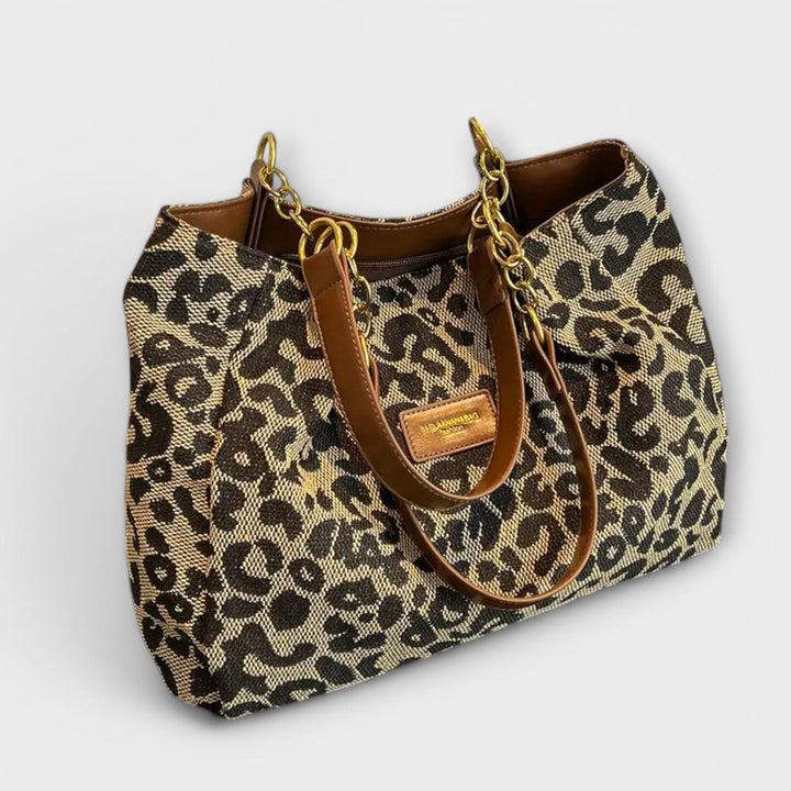 Carmina | Leopard Print Tote Bag with Chain Handles