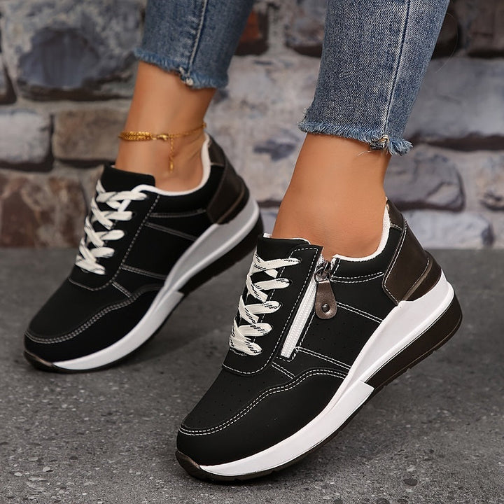 Caroline | Lace Up Sneakers with Side Zip Detail