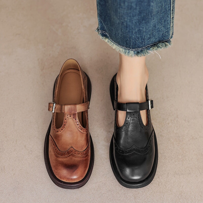 Cathryn | Classic Mary Jane Flats with Strap
