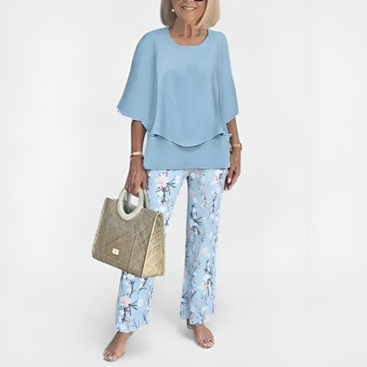 Cecilia | Floral Two Piece Set with Layered Top