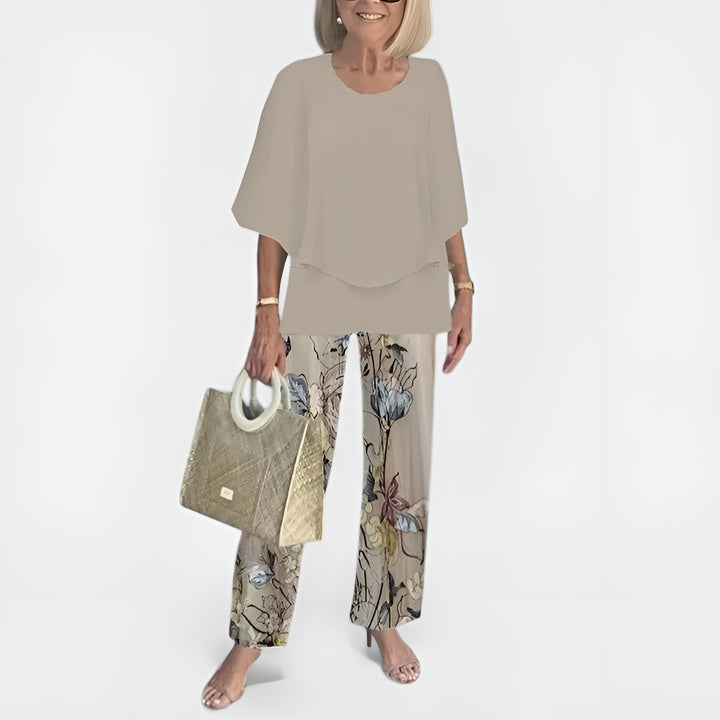 Cecilia | Floral Two Piece Set with Layered Top