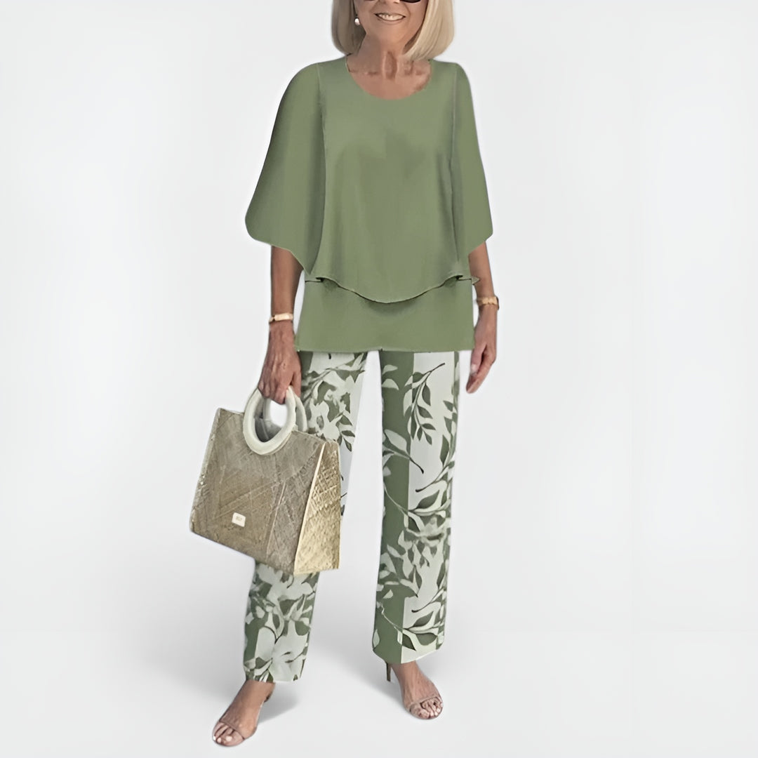 Cecilia | Floral Two Piece Set with Layered Top