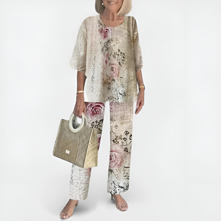 Cecilia | Floral Two Piece Set with Layered Top