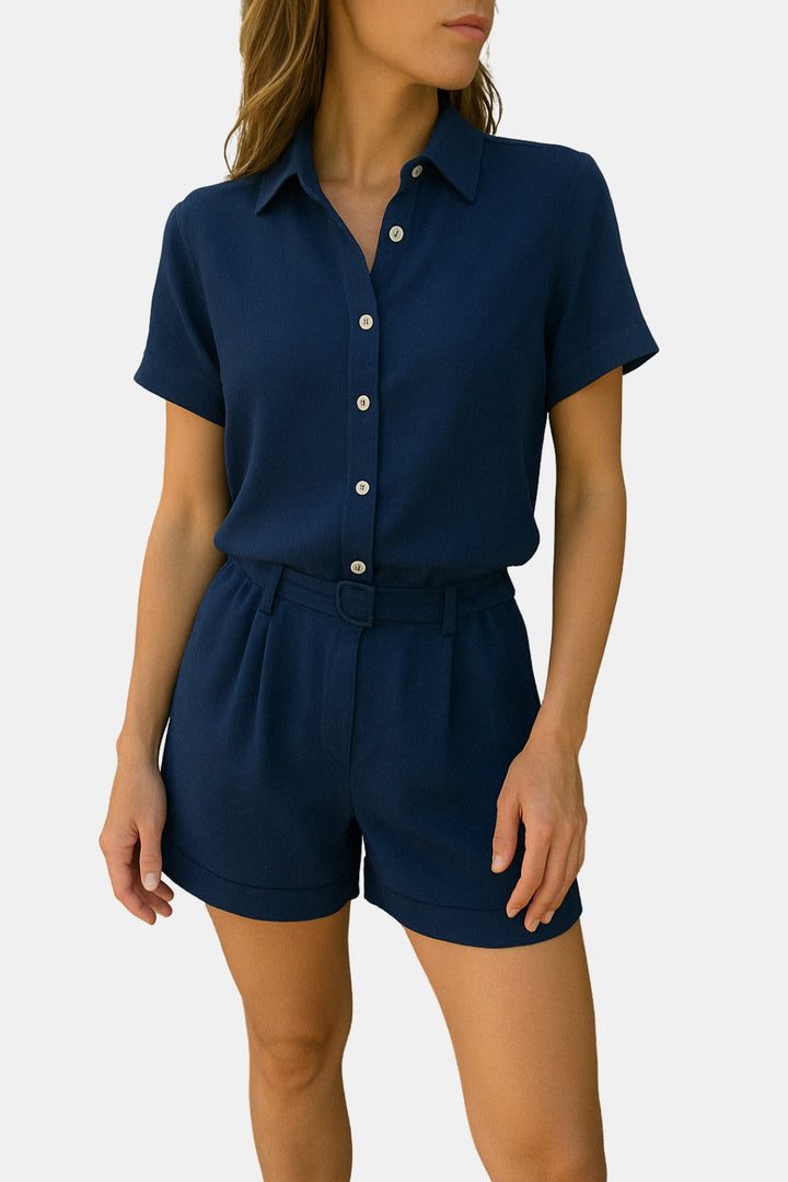 Cecilia | Two Piece Set with Button Shirt and Shorts