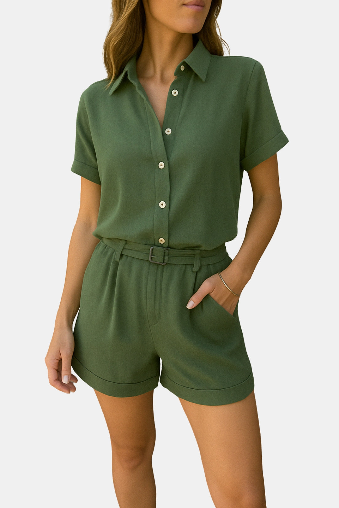 Cecilia | Two Piece Set with Button Shirt and Shorts