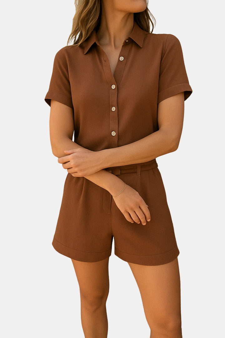 Cecilia | Two Piece Set with Button Shirt and Shorts