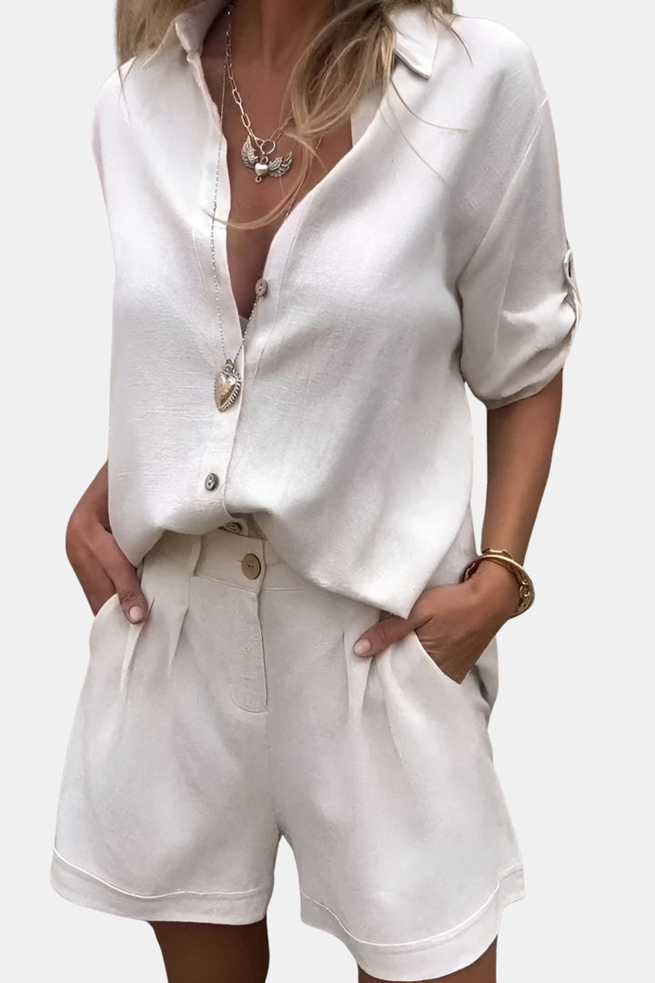 Cecilia | Two Piece Set with Button Shirt and Shorts