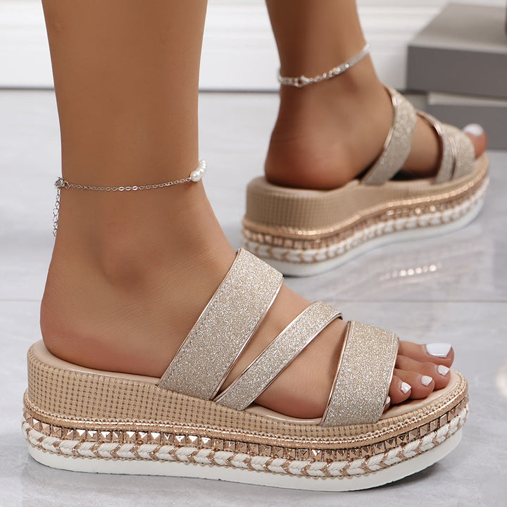Celeste | Platform Sandals with Glitter Straps
