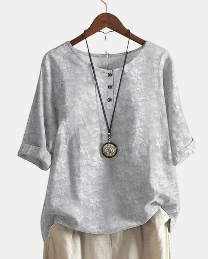 Celyvara | Vintage Floral Print Blouse with Button Detail
