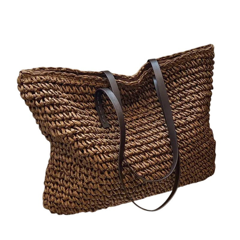 Cira | Woven Beach Tote Bag with Wide Straps